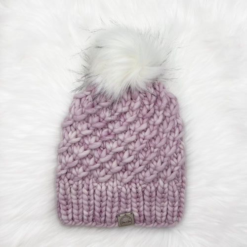 The Luxe Teghan Beanie in Valentina with Cream Pom - Handmade by Chris & Kris