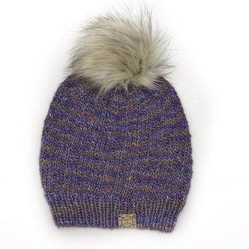 The Luxe Naia Beanie in Lluvias with Faux Fur Pom - Handmade by Chris & Kris