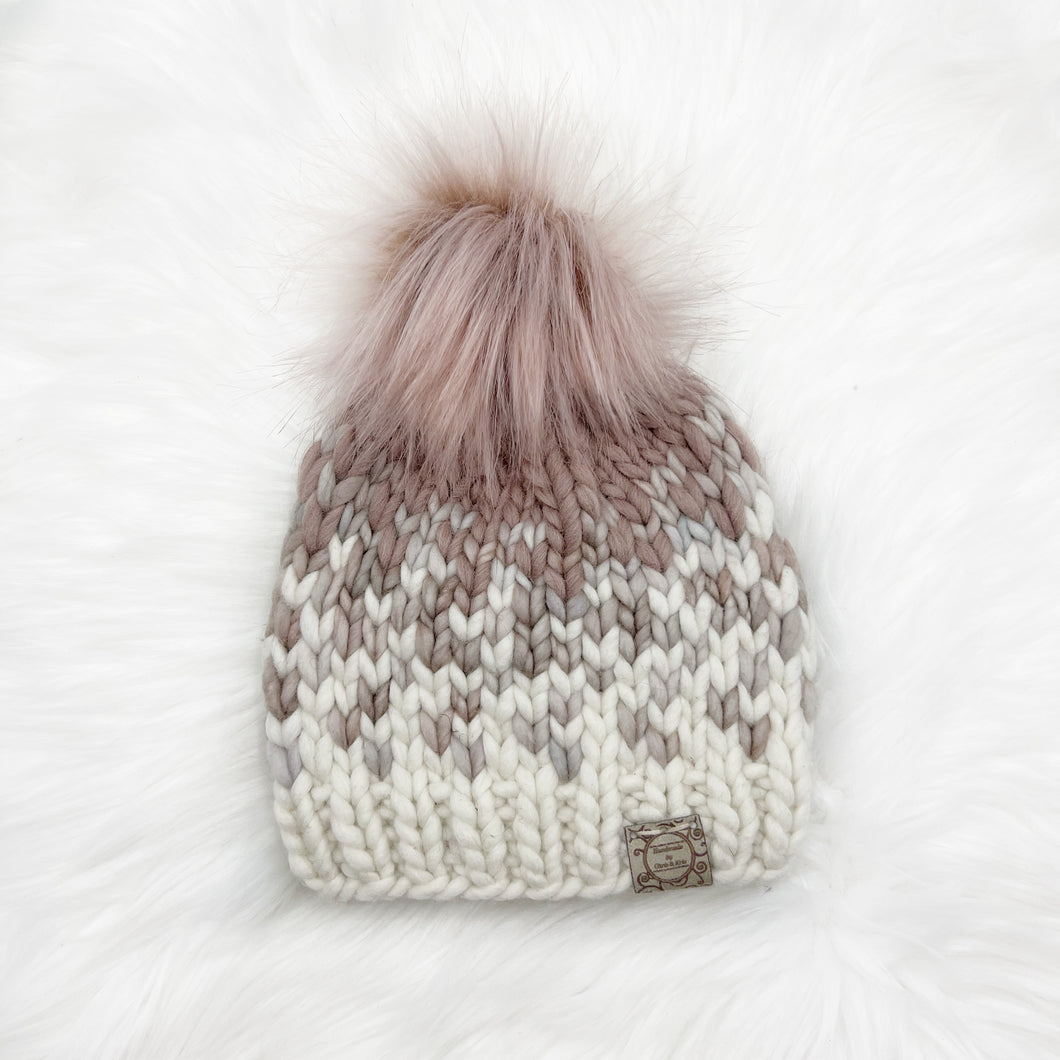 The Luxe Sunrise Beanie with Blossom Pom - Handmade by Chris & Kris